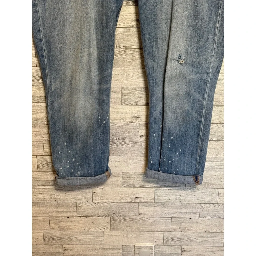 Old Navy Boyfriend‎ Jeans Womens 14 Light Wash Distressed Paint Splatter Relaxed